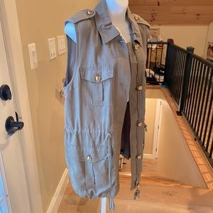 Michael Kors green vest with gold epaulets
